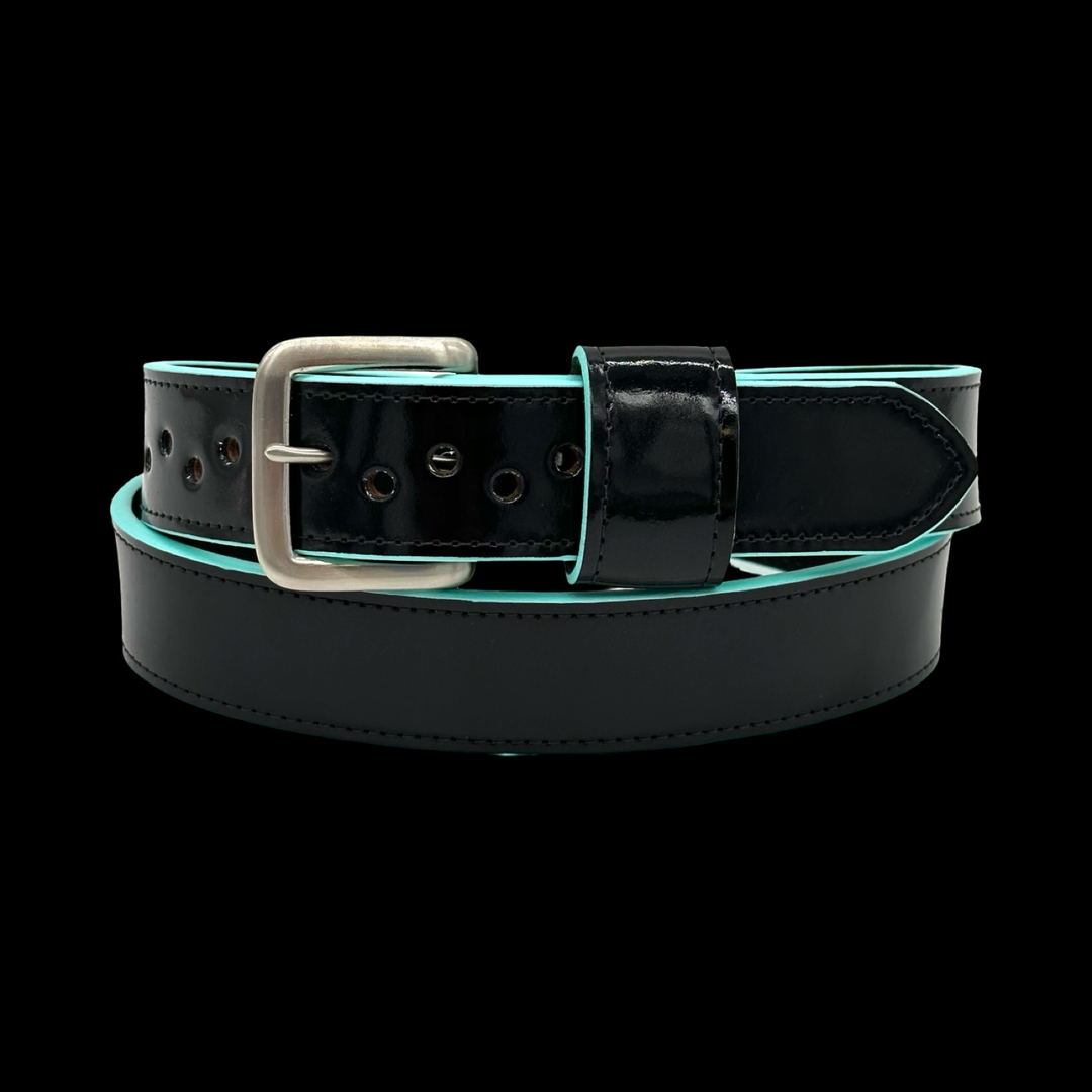 Black & Turquoise Baseball Belt