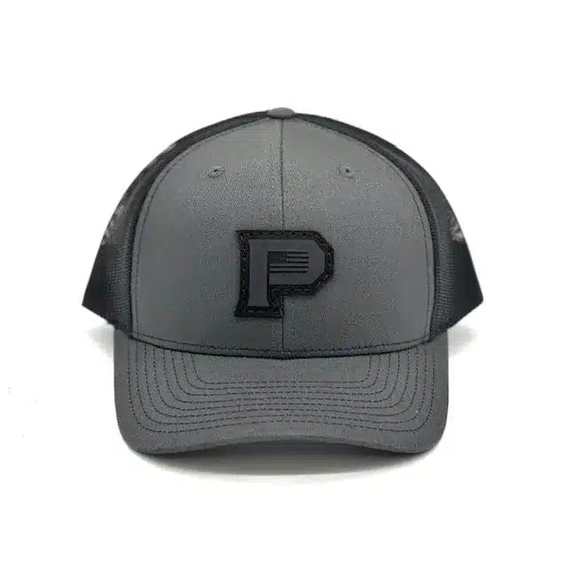 Pioneer Leather Patch hat Charcoal and Black