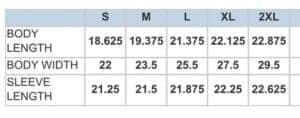 Cropped Hoodie Size Chart