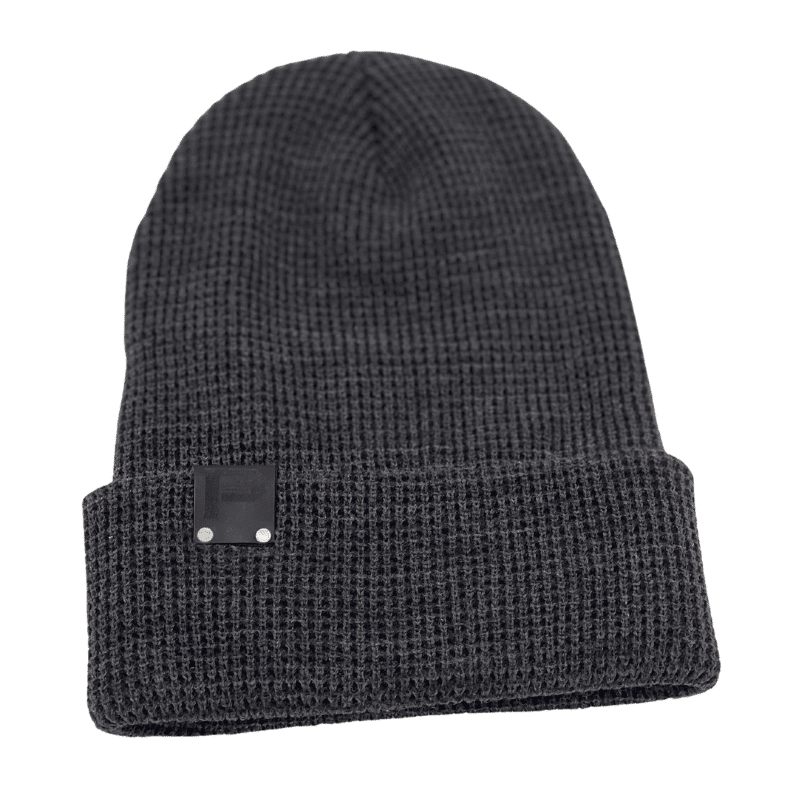 Grey Beanie- Black P