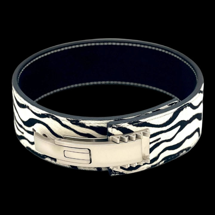 Hair-on-Zebra-Print Lever Belt