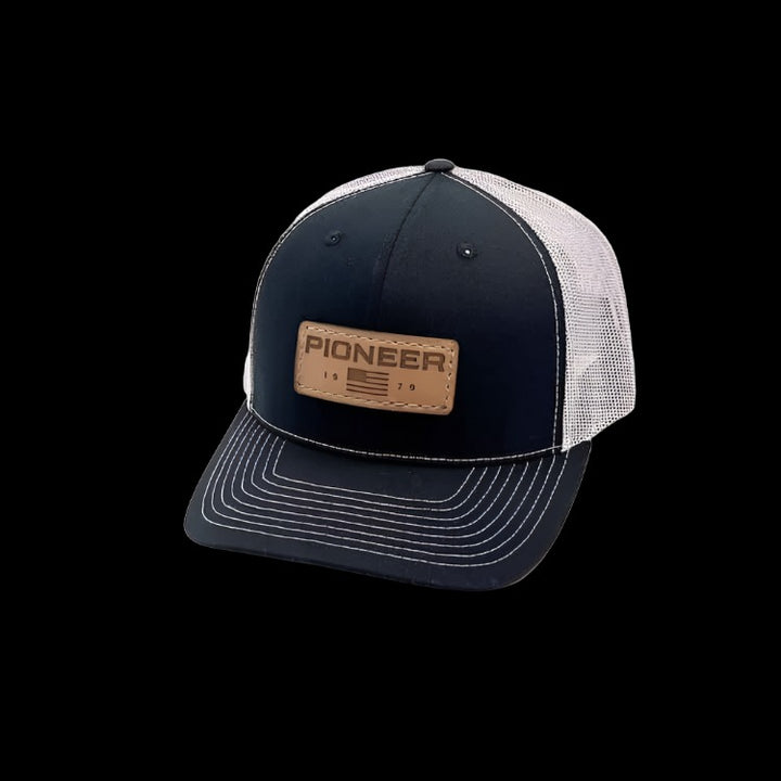 Leather Patch Hat -BL-BR-Front