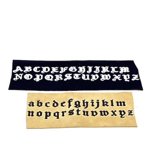 Old English Font Embroidery Samples