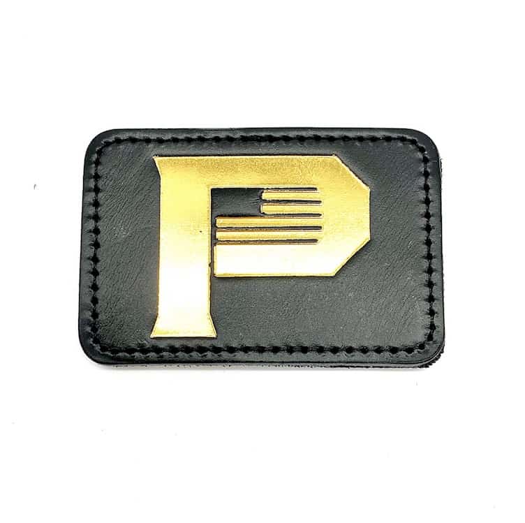 Gold Foil Pioneer P Black Leather Patch