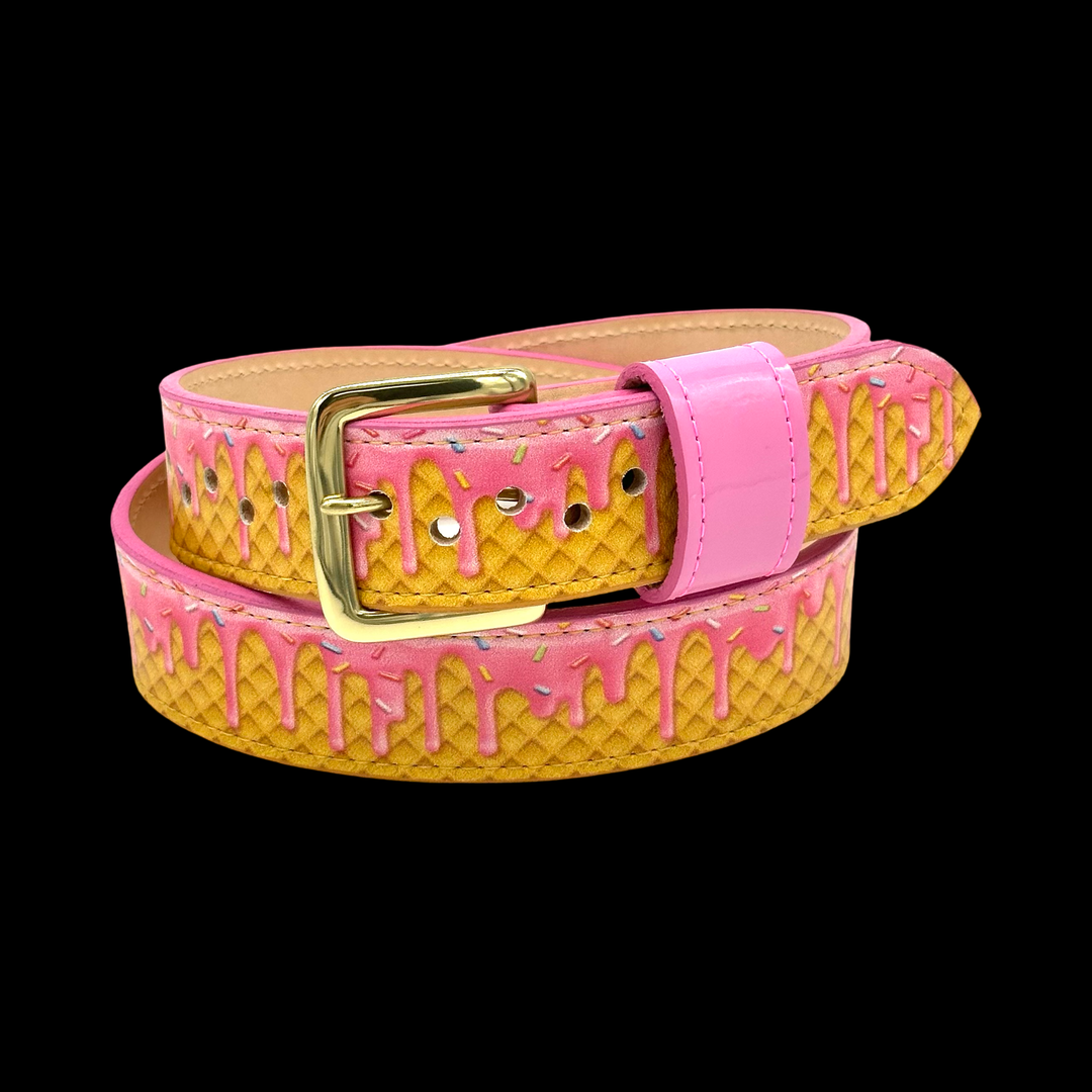 Pink Drip Baseball Belt