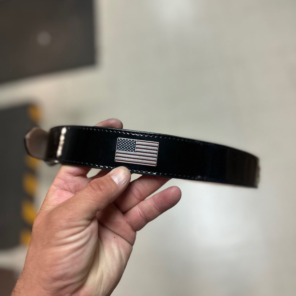 Pioneer Custom Baseball Belts-American Flag Concho