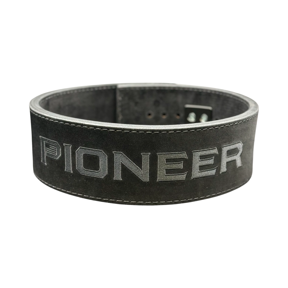 4in 13mm Double Suede Pioneer Embroidered Logo Lever Belt-Back