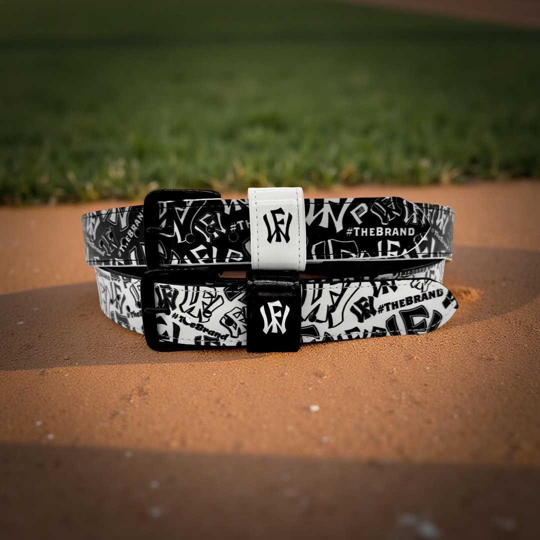 WOW Factor Baseball Belt - Black w/White