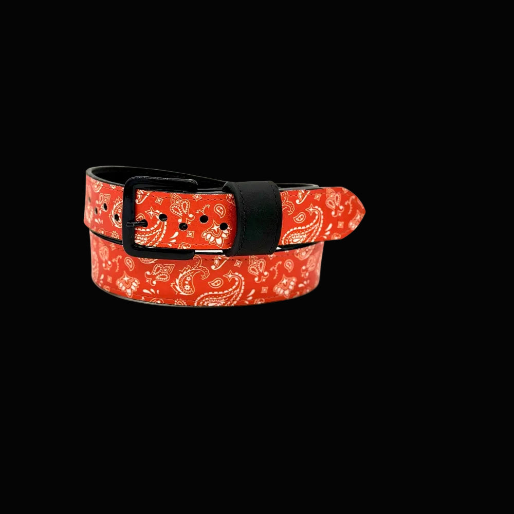34" Pioneer Red Bandana Vinyl Baseball Belt - IN STOCK
